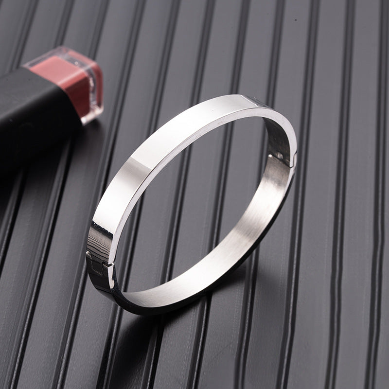 Wholesale Glossy Oval Titanium Steel Opening 8mm Bracelet